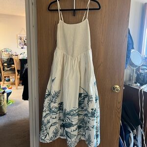 Abercrombie smocked dipped waist midi dress
